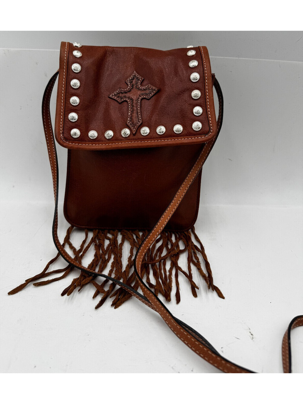 Montana Silversmiths Women's Handbag Brown Leather Fringed Pocket Shoulder Bag